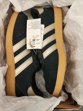 adidas Men’s Black & Blue Suede Sneakers with Gold Stripes and Gum Sole